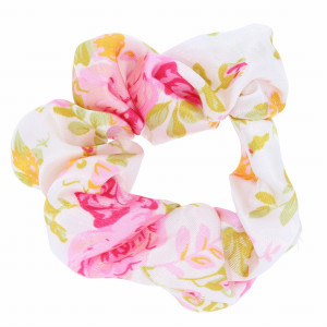 GUMKA DO WŁOSÓW SCRUNCHIE KOLOR RÓŻOWY KWIATY