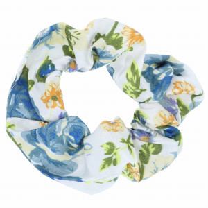 GUMKA DO WŁOSÓW SCRUNCHIE KOLOR NIEBIESKI KWIATY