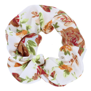 GUMKA DO WŁOSÓW SCRUNCHIE KOLOR BRĄZOWY BIAŁY KWIATY
