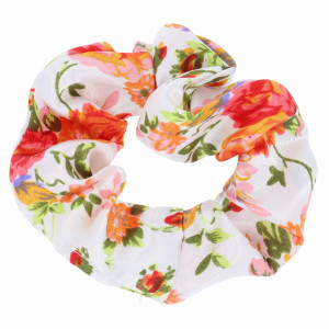 GUMKA DO WŁOSÓW SCRUNCHIE KOLOR POMARAŃCZOWY KWIATY