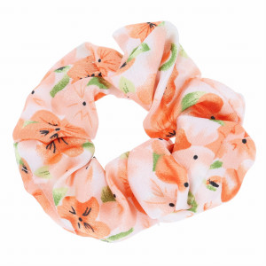 GUMKA DO WŁOSÓW SCRUNCHIE KWIATY KOLOR POMARAŃCZOWY