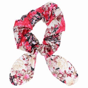 GUMKA DO WŁOSÓW SCRUNCHIE KOKARDKA KOLOR CZERWONY KWIATY