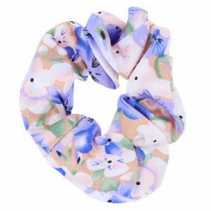 GUMKA DO WŁOSÓW SCRUNCHIE KWIATY KOLOR NIEBIESKI