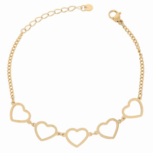 BRANSOLETKA STAL SZLACHETNA 316 L KOLOR ZŁOTY DELIKATNE SERDUSZKA