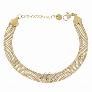 BRANSOLETKA STAL SZLACHETNA MESH OZDOBA MUCHA KOLOR ZŁOTY