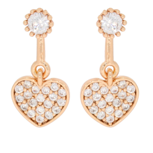 KOLCZYKI STAL CHIRURGICZNA 316 L WKRĘTKI KOLOR ZŁOTY MAŁE SERDUSZKO KRYSZTAŁKI