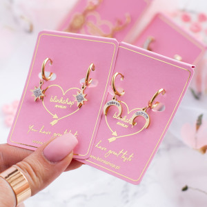 KOLCZYKI STAL CHIRURGICZNA KOLOR ZŁOTY KSIĘŻYC PÓŁKSIĘŻYC KRYSZTAŁKI GLAMOUR