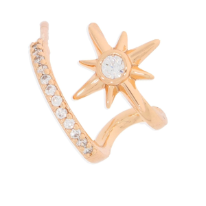 KOLCZYK NAUSZNICA LEWA STAL CHIRURGICZNA 316 L KRYSZTAŁKI OCZKO KOLOR ZŁOTY