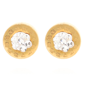 KOLCZYKI STAL CHIRURGICZNA 316 L KOLOR ZŁOTY WKRĘTKI MINI KÓŁECZKO CYFRY RZYMSKIE KRYSZTAŁEK