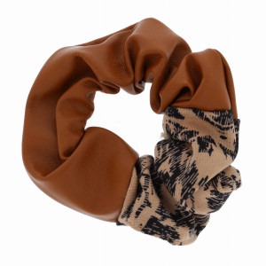 GUMKA DO WŁOSÓW SCRUNCHIE SKÓRZANA KOLOR BRĄZOWY