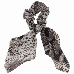 GUMKA DO WŁOSÓW SCRUNCHIE Z KOKARDKĄ WZORY KOLOR SZARY