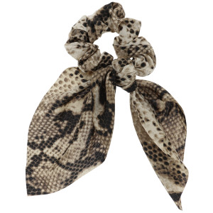 GUMKA DO WŁOSÓW SCRUNCHIE Z KOKARDKĄ WZORY KOLOR BRĄZOWY