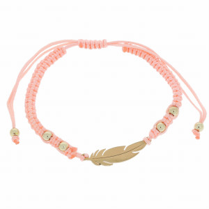 BRANSOLETKA STAL SZLACHETNA 316 L KORALIKI SZNUREK KOLOR POMARAŃCZOWY