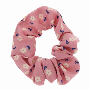 GUMKA DO WŁOSÓW SCRUNCHIE KWIATKI KOLOR RÓŻOWY