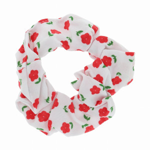 GUMKA DO WŁOSÓW SCRUNCHIE KWIATKI KOLOR BIAŁY