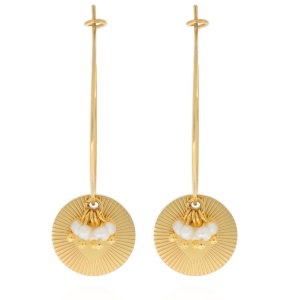 KOLCZYKI STAL CHIRURGICZNA WISZĄCE KOŁO KOLOR ZŁOTY BLASZKA KORALIKI