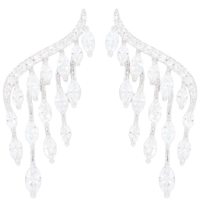 KOLCZYKI ZE STALI CHIRURGICZNEJ ŚLUBNE WISZĄCE KRYSZTAŁKI KOLOR SREBRNY