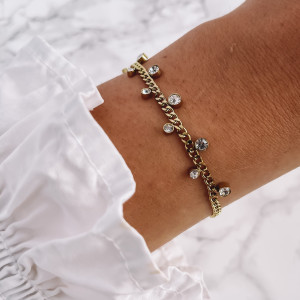 BRANSOLETKA STAL SZLACHETNA 316 L KRYSZTAŁKI KOLOR ZŁOTY