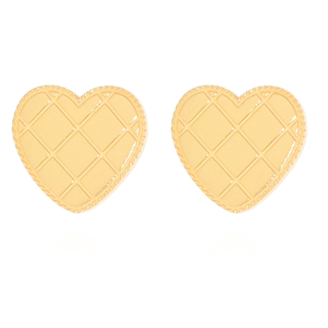 KOLCZYKI STAL CHIRURGICZNA 316 L WKRĘTKI KOLOR ZŁOTY SERCE KRATKA