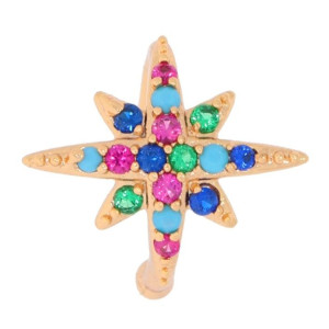 KOLCZYK NAUSZNICA STALCHIRURGICZNA KOLOROWE KRYSZTAŁKI KOLOR ZŁOTY