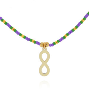 BRANSOLETKA ZE STALI NA SZNURKU KORALIKI NIESKOŃCZONOŚĆ KOLOR ZŁOTY