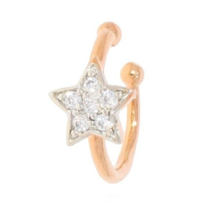 KOLCZYK NAUSZNICA STAL CHIRURGICZNA GWIAZDKI KRYSZTAŁKI KOLOR ZŁOTY