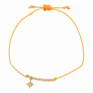 BRANSOLETKA NA ŻÓŁTYM SZNURKU STAL GWIAZDKA KOLOR ZŁOTY