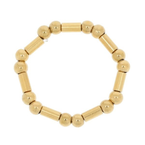 PIERŚCIONEK OBRĄCZKA ZE STALI CHIRURGICZNEJ ELASTYCZNY KORALIKI KOLOR ZŁOTY