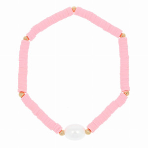 BRANSOLETKA KORALIKI KOLOR RÓŻOWY BOHO PEREŁKA