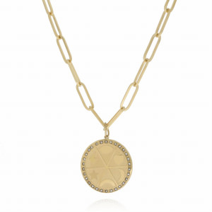 NASZYJNIK STAL CHIRURGICZNA MEDALION ŁAŃCUCH ZAWIESZKA KOLOR ZŁOTY