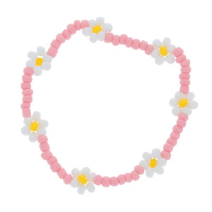 BRANSOLETKA KWIATKI KORALIKI KOLOR RÓŻOWY