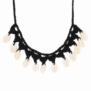 NASZYJNIK BRANSOLETKA 3W1 SZYDEŁKO MUSZELKI KOLOR CZARNY