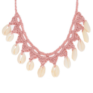 NASZYJNIK BRANSOLETKA 3W1 SZYDEŁKO MUSZELKI KOLOR BRUDNY RÓŻ