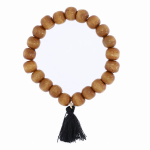 BRANSOLETKA KORALIKI FRĘDZEL CZARNY BOHO NA GUMCE