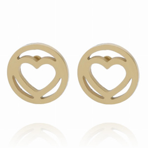 KOLCZYKI ZE STALI CHIRURGICZNEJ SERDUSZKO KOLOR ZŁOTY