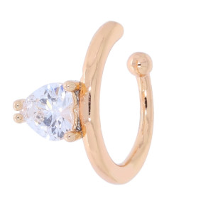 KOLCZYK NAUSZNICA ZE STALI CHIRURGICZNEJ KRYSZTAŁEK SERCE KOLOR ZŁOTY