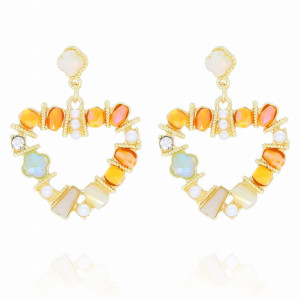 KOLCZYKI KOLOROWE KRYSZTAŁKI SERDUSZKA