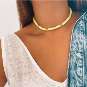 NASZYJNIK CHOKER BOHO KORALIKI KOLOR ŻÓŁTY