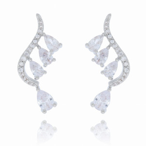 KOLCZYKI ZE STALI CHIRURGICZNEJ ŚLUBNE DELIKATNE KRYSZTAŁKI KOLOR SREBRNY