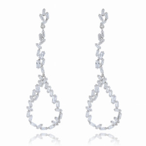 KOLCZYKI ZE STALI CHIRURGICZNEJ ŚLUBNE DŁUGIE OWALNE WISZĄCE KOLOR SREBRNY