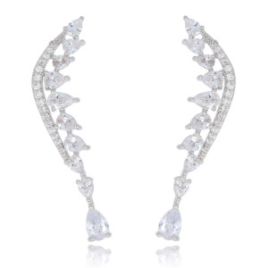 KOLCZYKI ZE STALI CHIRURGICZNEJ ELEGANCKIE ŚLUBNE KRYSZTAŁKI KOLOR SREBRNY