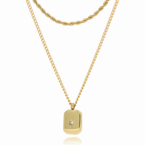 NASZYJNIK STAL CHIRURGICZNA MEDALION KOLOR ZŁOTY