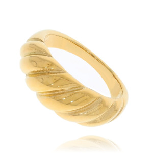 PIERŚCIONEK STAL CHIRURGICZNA KOLOR ZŁOTY PLECIONY