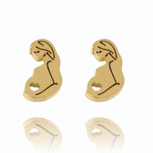 KOLCZYKI ZE STALI CHIRURGICZNEJ WKRĘTKI MAMA LOVE KOLOR ZŁOTY