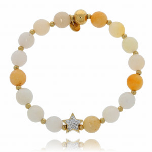 BRANSOLETKA KORALIKI KREMOWE STAL CHIRURGICZNA GWIAZDKA