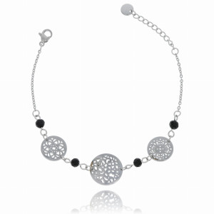 BRANSOLETKA STAL CHIRURGICZNA BLASZKI KÓŁECZKA KORALIKI KOLOR SREBRNY