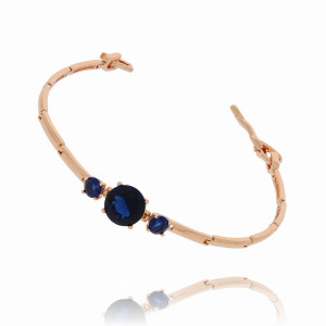 BRANSOLETKA STAL CHIRURGICZNA KOLOR ZŁOTY KRYSZTAŁEK CZARNY