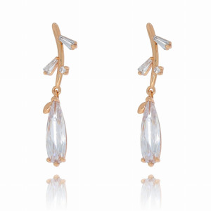 KOLCZYKI STAL CHIRURGICZNA KOLOR ZŁOTY WISZĄCE ŁEZKI KRYSZTAŁKI