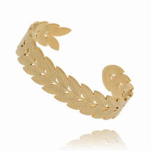 BRANSOLETKA OBRĘCZ STAL CHIRURGICZNA KOLOR ZŁOTY LIŚCIE