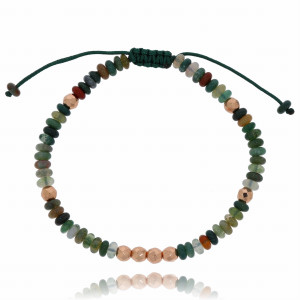 BRANSOLETKA KORALIKI MIEDŹ SZNUREK KOLOR ZIELONY